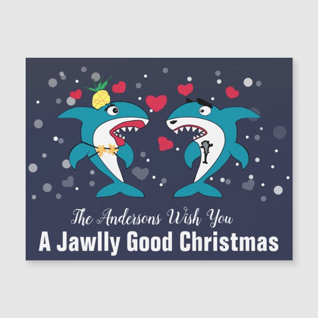 Funny Christmas Sharks Personalised Christmas Card (Front)