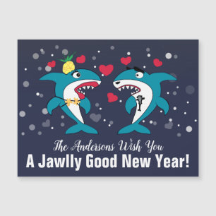 Funny Christmas Sharks Personalised New Year Card