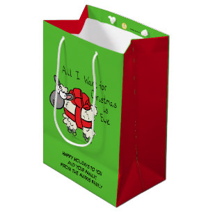 Funny Christmas Sheep Cartoon Medium Gift Bag
