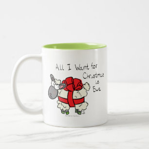 Funny Christmas Sheep Cartoon Two-Tone Coffee Mug