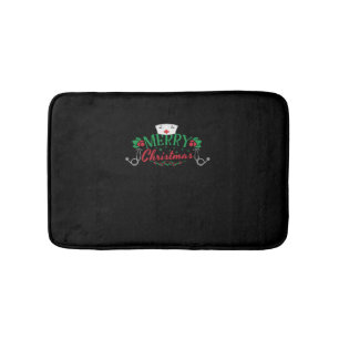 funny Christmas shirt for a nurse Bath Mat