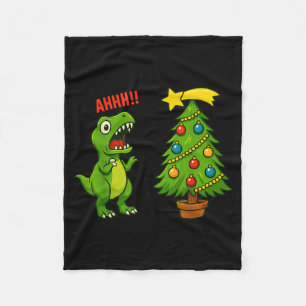 Funny Christmas Shirt Kids Boys Christmas Dinosaur Fleece Blanket