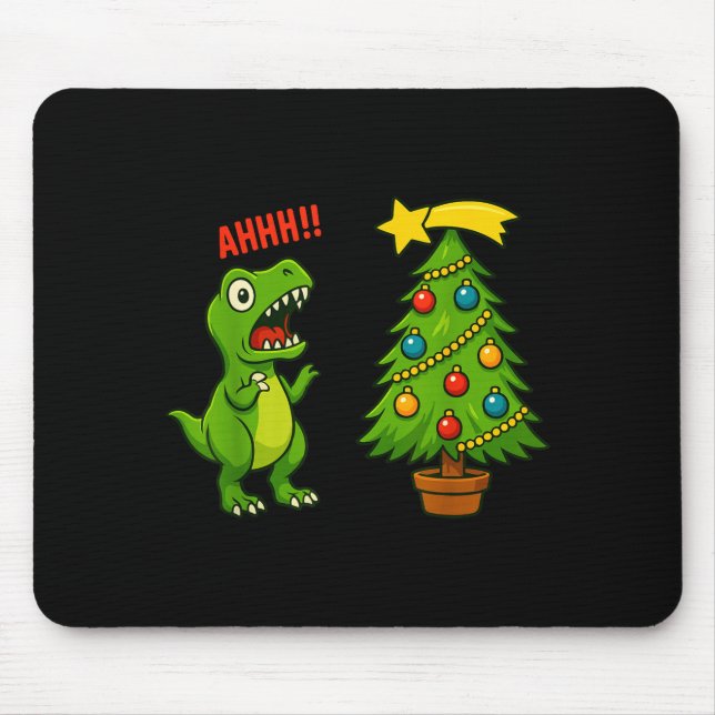 Funny Christmas Shirt Kids Boys Christmas Dinosaur Mouse Mat (Front)