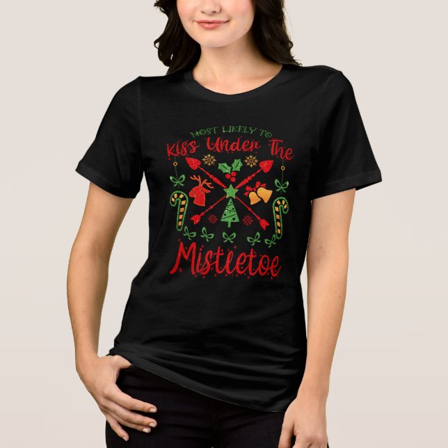 Funny Christmas shirt with mistletoe (Front)