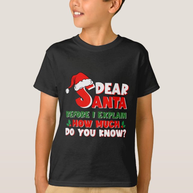Funny Christmas Shirts Kids Adults Santa I Can Exp (Front)