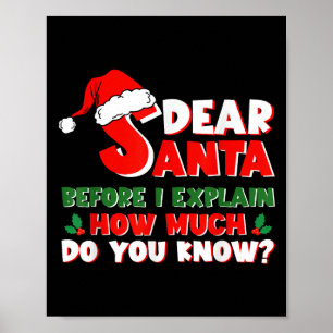 Funny Christmas Shirts Kids Adults Santa I Can Exp Poster