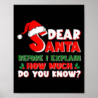 Funny Christmas Shirts Kids Adults Santa I Can Exp Poster