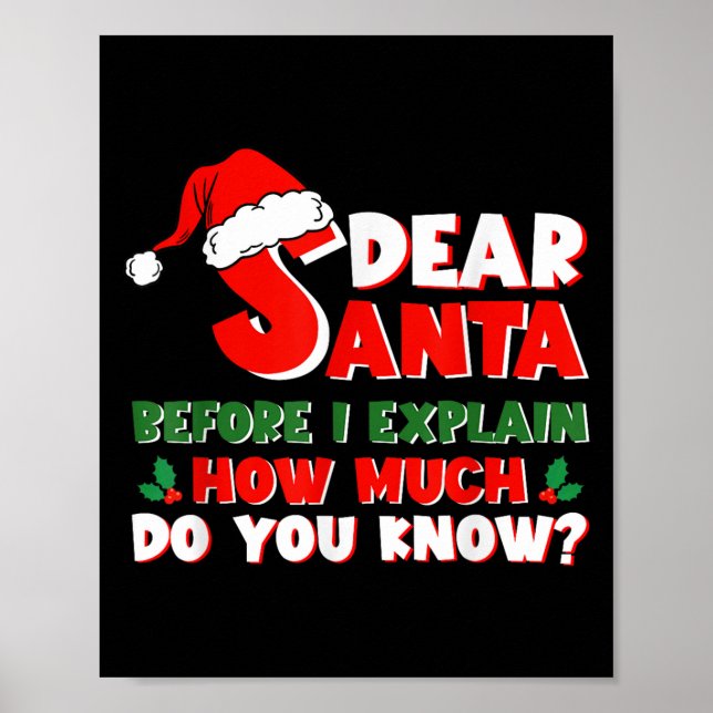 Funny Christmas Shirts Kids Adults Santa I Can Exp Poster (Front)