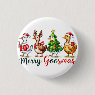 Funny Christmas Silly Goose 3 Cm Round Badge
