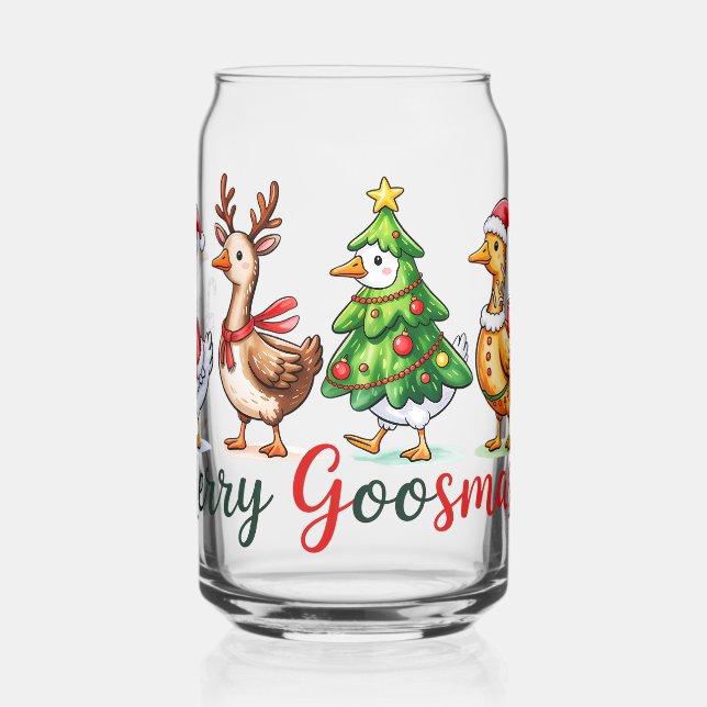 Funny Christmas Silly Goose Can Glass (Left)