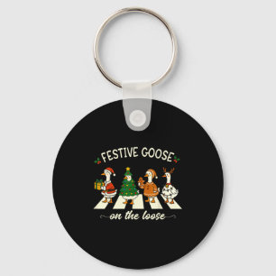 Funny Christmas Silly Goose Meme Festive Goose On  Key Ring
