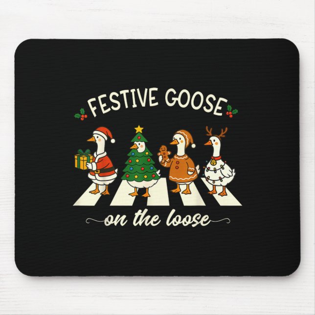 Funny Christmas Silly Goose Meme Festive Goose On  Mouse Mat (Front)