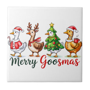 Funny Christmas Silly Goose Tile