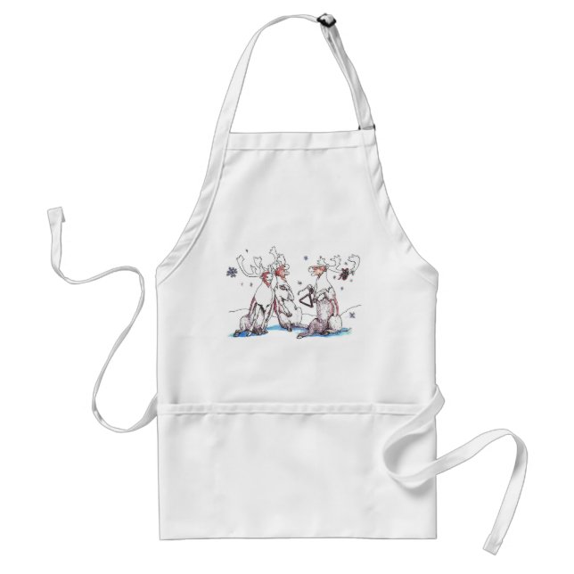 Funny Christmas Singing Caribou Art Designed Standard Apron (Front)