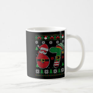 Funny Christmas Six Seven 67 Meme Santa Elf Retro  Coffee Mug