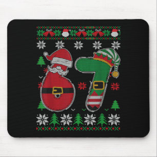 Funny Christmas Six Seven 67 Meme Santa Elf Retro Mouse Mat