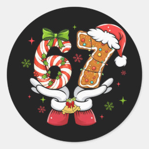 Funny Christmas Six Seven 6 7 Meme Gen Alpha Slang Classic Round Sticker