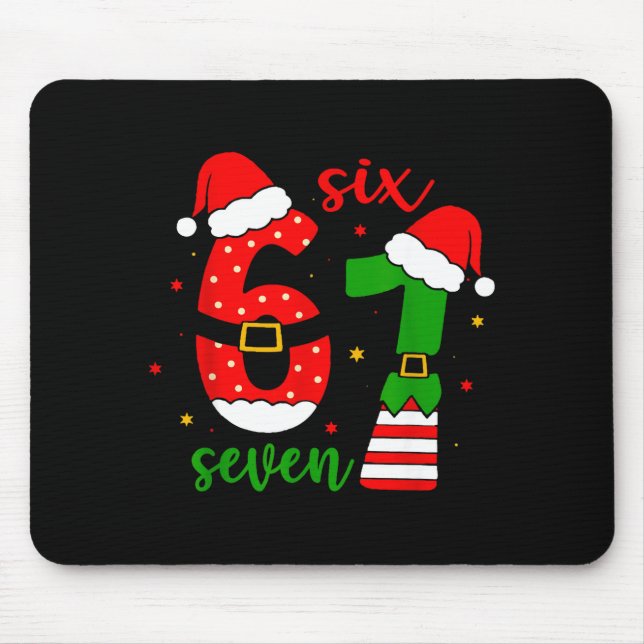 Funny Christmas Six Seven 6 7 Meme Gen Alpha Slang Mouse Mat (Front)