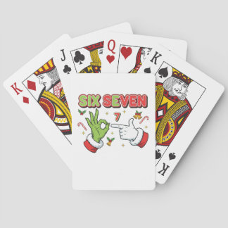 Funny Christmas Six Seven Green Monster Holiday Playing Cards