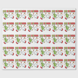 Funny Christmas Six Seven Green Monster Holiday Wrapping Paper