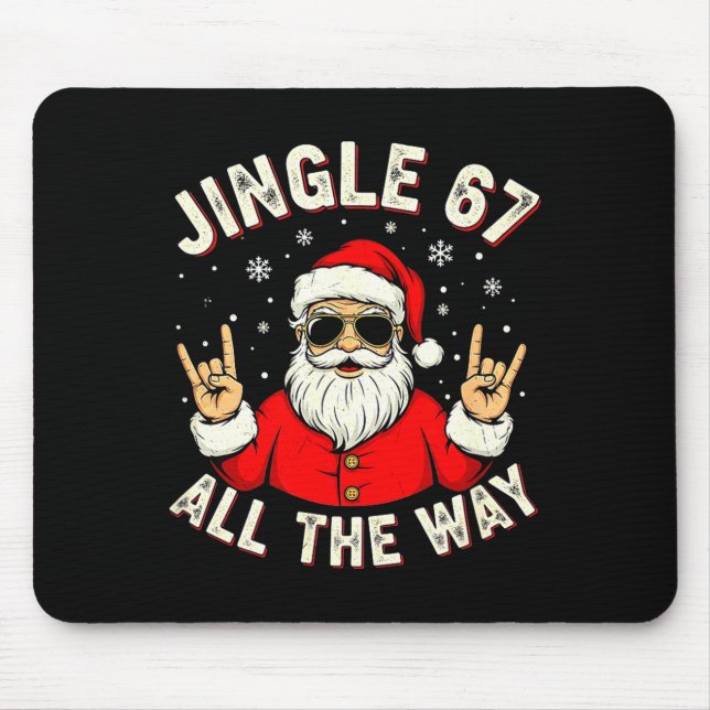 Funny Christmas Six Seven Santa Rock N' Roll Hands Mouse Mat (Front)