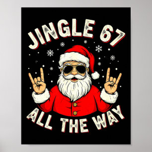 Funny Christmas Six Seven Santa Rock N' Roll Hands Poster