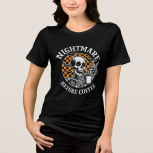 Funny Christmas Skeleton Coffee Tri-Blend Shirt