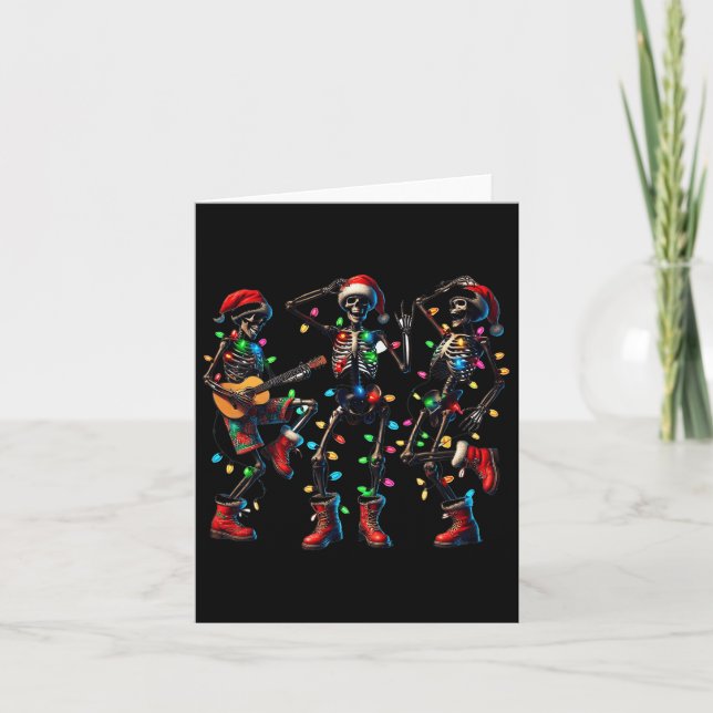 Funny Christmas Skeleton Dancing Xmas Light Music  Card (Front)