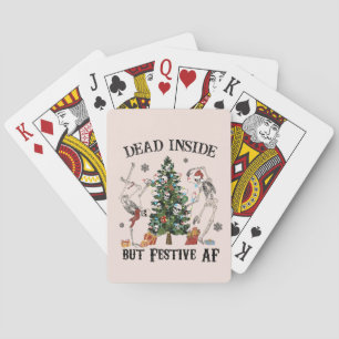 Funny Christmas Skeleton - Dead Inside But Festive Playing Cards