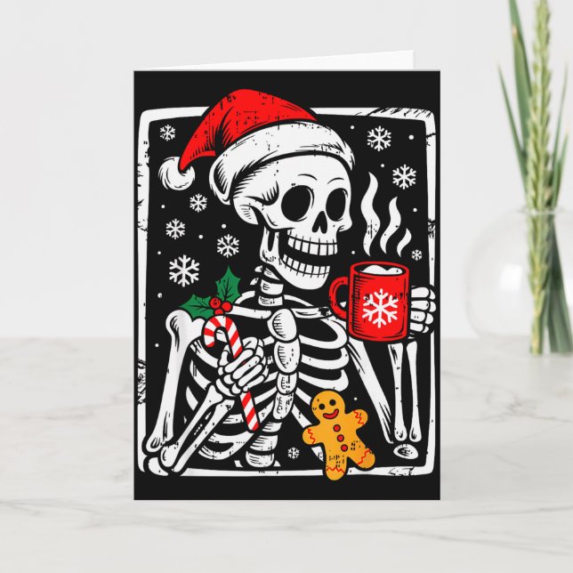 Funny Christmas Skeleton Hot Chocolate Xmas Men Wo Card (Front)
