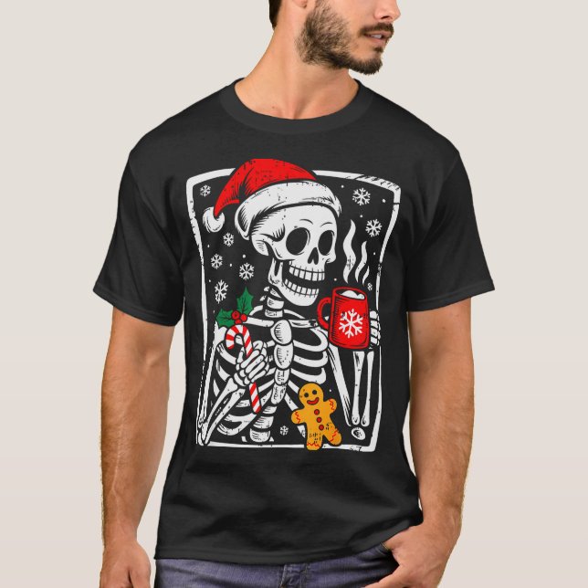 Funny Christmas Skeleton Hot Chocolate Xmas Men Wo T-Shirt (Front)