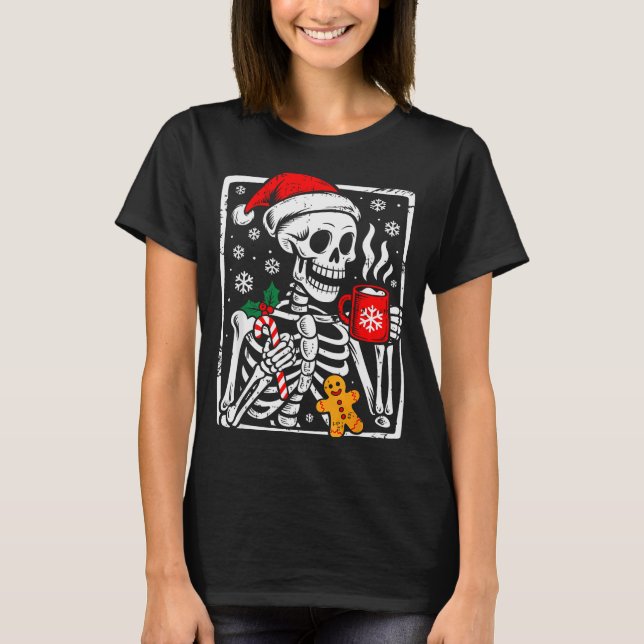 Funny Christmas Skeleton Hot Chocolate Xmas Men Wo T-Shirt (Front)