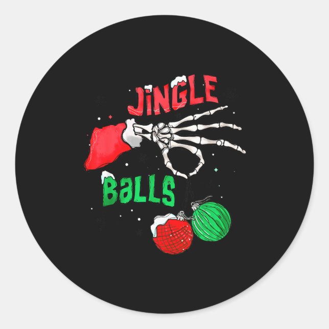 Funny Christmas Skeleton Jingle Funny Xmas Matchin Classic Round Sticker (Front)