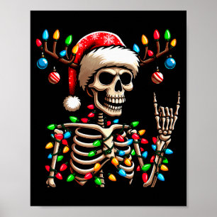 Funny Christmas Skeleton Santa Hat Xmas Vibes For  Poster