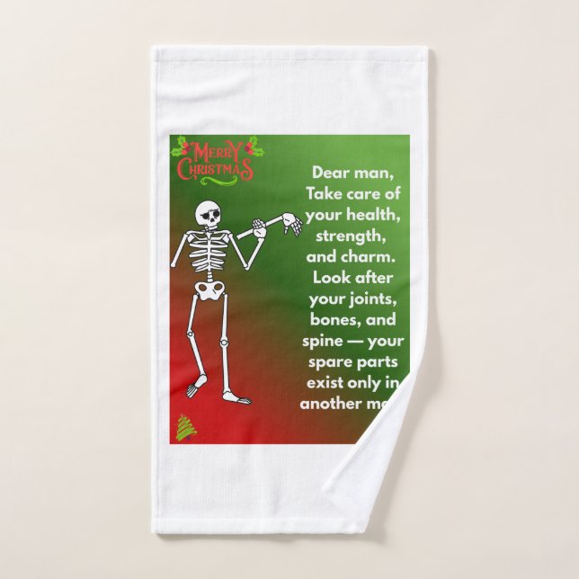 Funny Christmas Skeleton Wishes for man Hand Towel (Hand Towel)