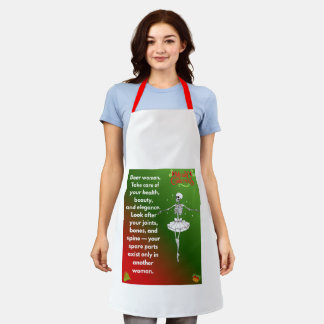 Funny Christmas Skeleton Wishes for woman  Apron