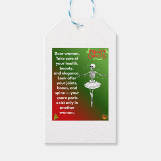 Funny Christmas Skeleton Wishes for woman Gift Tags