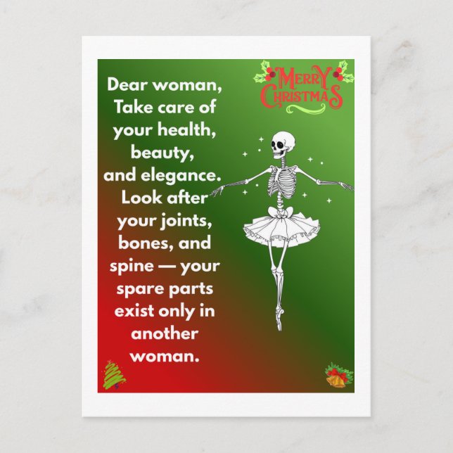 Funny Christmas Skeleton Wishes for woman Holiday  (Front)