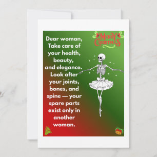 Funny Christmas Skeleton Wishes for woman Holiday Card