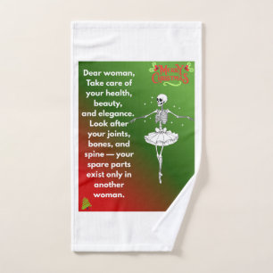Funny Christmas Skeleton Wishes for woman Holiday Hand Towel