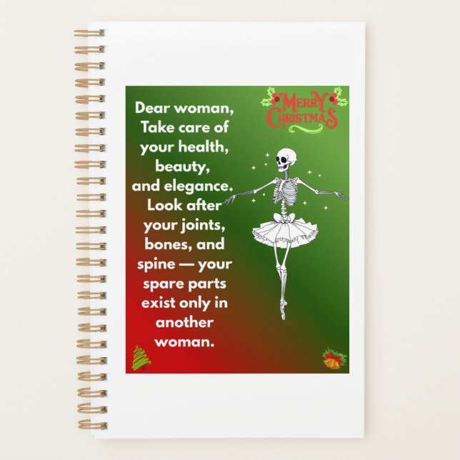 Funny Christmas Skeleton Wishes for woman Holiday  Planner (Front)