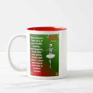 Funny Christmas Skeleton Wishes for woman Holiday Two-Tone Coffee Mug
