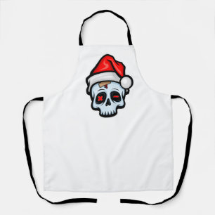 Funny Christmas Skull, Cartoon Style Apron