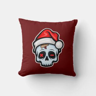 Funny Christmas Skull, Cartoon Style Cushion