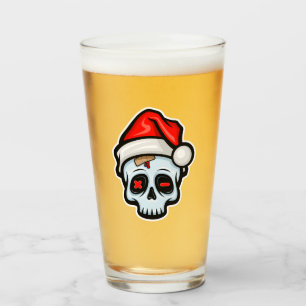Funny Christmas Skull, Cartoon Style Glass