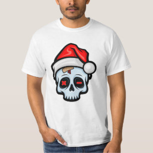 Funny Christmas Skull, Cartoon Style T-Shirt