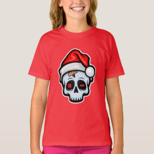 Funny Christmas Skull, Cartoon Style T-Shirt