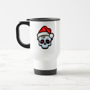 Funny Christmas Skull, Cartoon Style Travel Mug