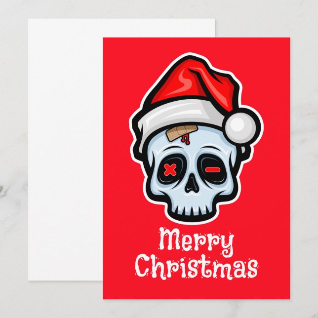 Funny Christmas Skull, Merry Christmas Invitation (Front/Back)