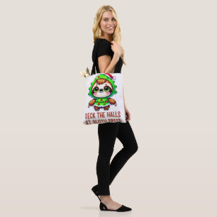 Funny Christmas Sloth Christmas Tree Cartoon Tote Bag